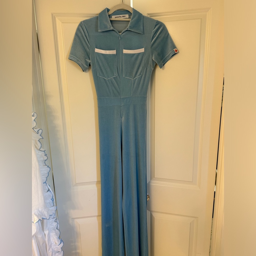 Peachy Den Baby Blue Jumpsuit in XS.